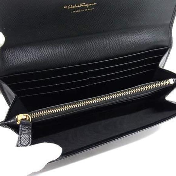 Salvatore Ferragamo Vara Ribbon Flap Wallet, Size 22, C127, Black Leather, Wo...